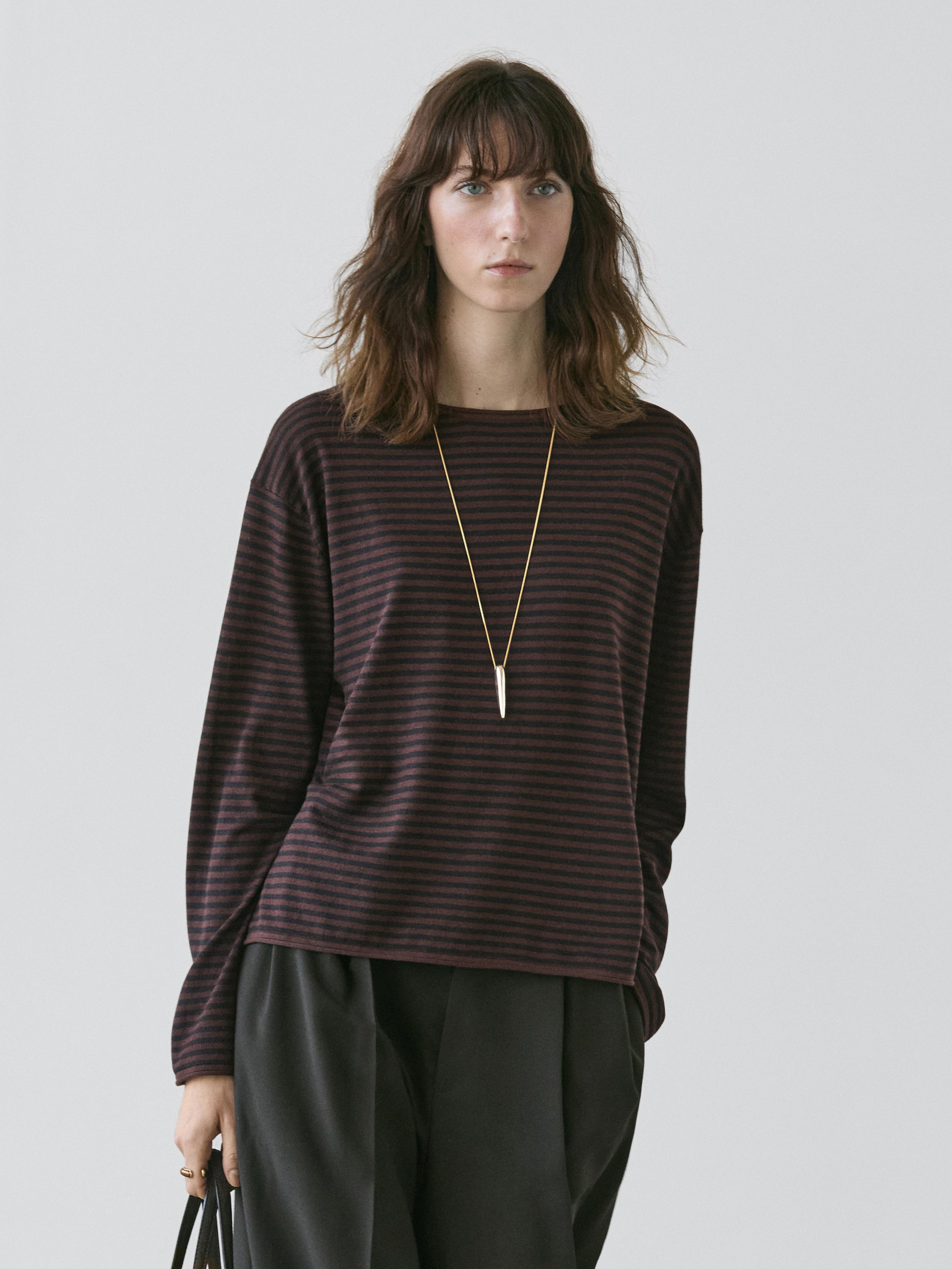 Pull en maille rayée coton mélangée